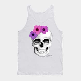 Skull With Flowers (On White Background) Tank Top